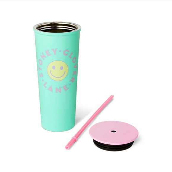 Preppy STONEY CLOVER LANE Teal Green Stainless Steel Tumbler Heart straw - Picture 10 of 13